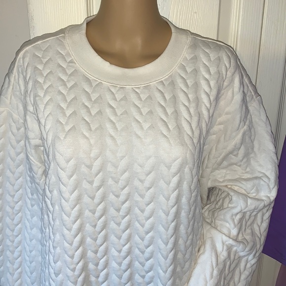 Joe Fresh plus size cream cableknit pullover sweatshirt top 1X new - Picture 4 of 11